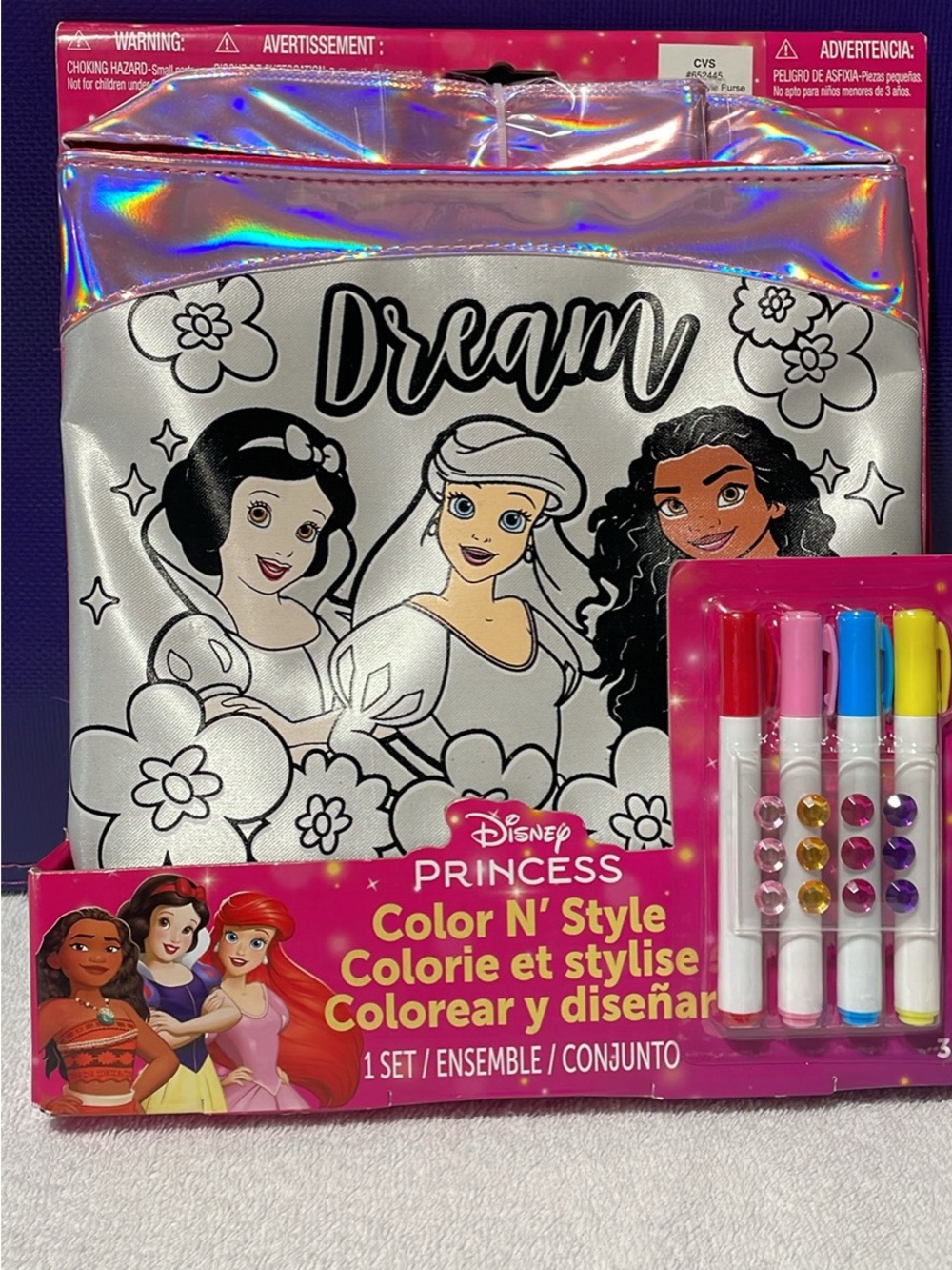 Disney Princess Color N' Style Carrying Case - Silver, Pink, Blue, Yellow, Red